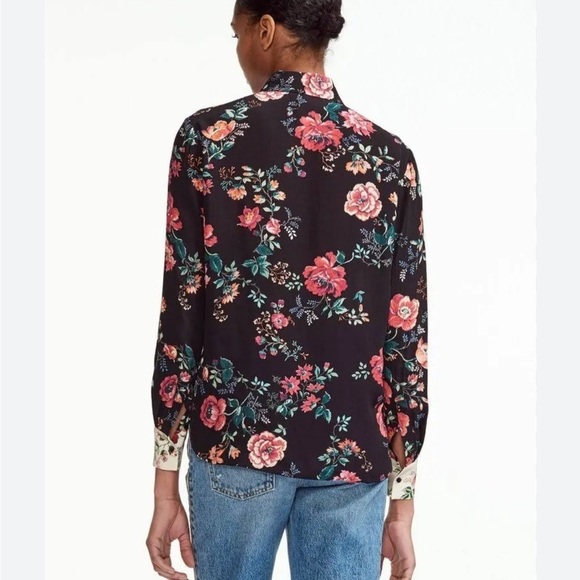 MAJE Shirt Printed Women's Ciller Two Tone Floral Print Top Sz 1 US Small - Picture 3 of 14